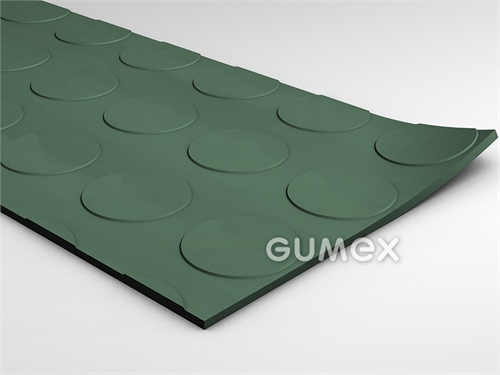 Pryžová podlahovina SANTO, tloušťka 3mm, šíře 1450mm, 75°ShA, SBR, desén penízkový, -30°C/+70°C, tmavě zelená